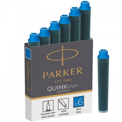 Синие неводостойкие картриджи Parker (Паркер) Quink Mini Cartridges Washable Blue 6шт в Казани
