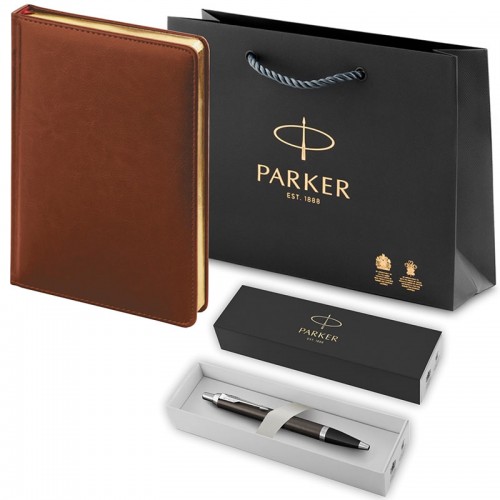 Набор Parker IM Core Dark Espresso CT из шариковой ручки и ежедневника коричневого цвета в Казани