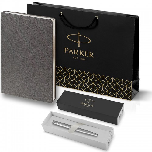 Набор Parker Jotter Stainless Steel CT из перьевой ручки и серого ежедневника в Казани