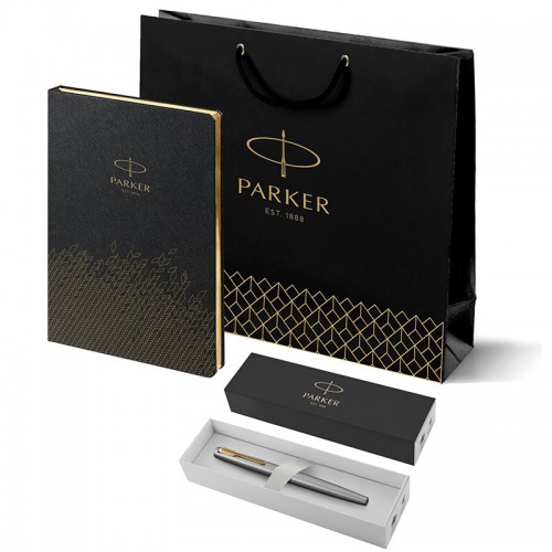 Набор Parker Jotter Stainless Steel GT из перьевой ручки и ежедневника недатированного черного цвета в Казани