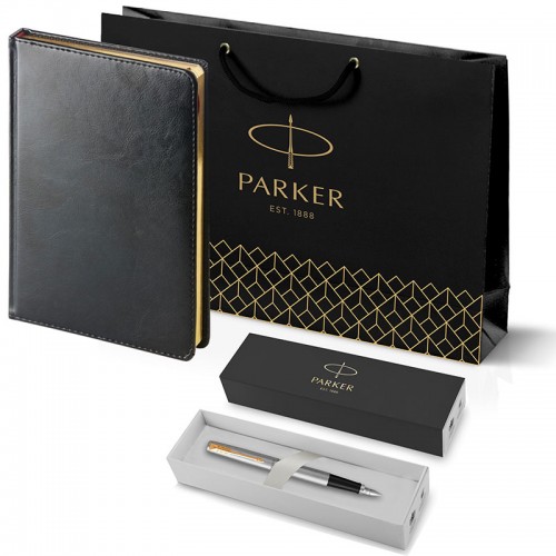 Набор Parker Jotter Stainless Steel GT из перьевой ручки и черного ежедневника в Казани