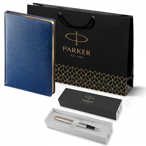 Набор Parker Jotter Stainless Steel GT из перьевой ручки и синего ежедневника недатированного в Казани