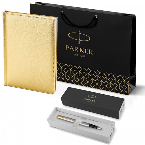 Набор Parker Jotter Stainless Steel GT из перьевой ручки и золотого ежедневника недатированного в Казани