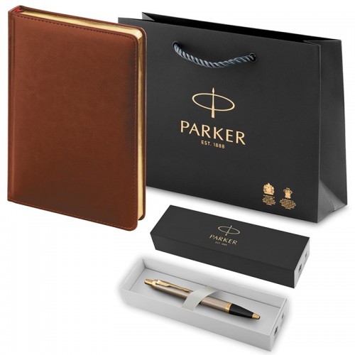 Набор Parker IM Brushed Metal GT из шариковой ручки и ежедневника коричневого цвета в Казани